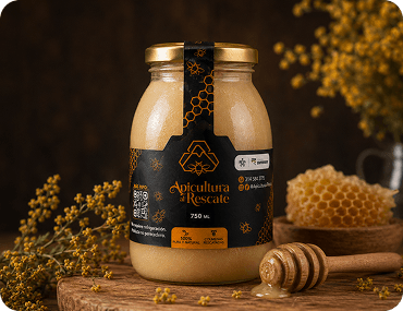 Frasco de Miel Cristalizada de 750 ml, textura de crema untable